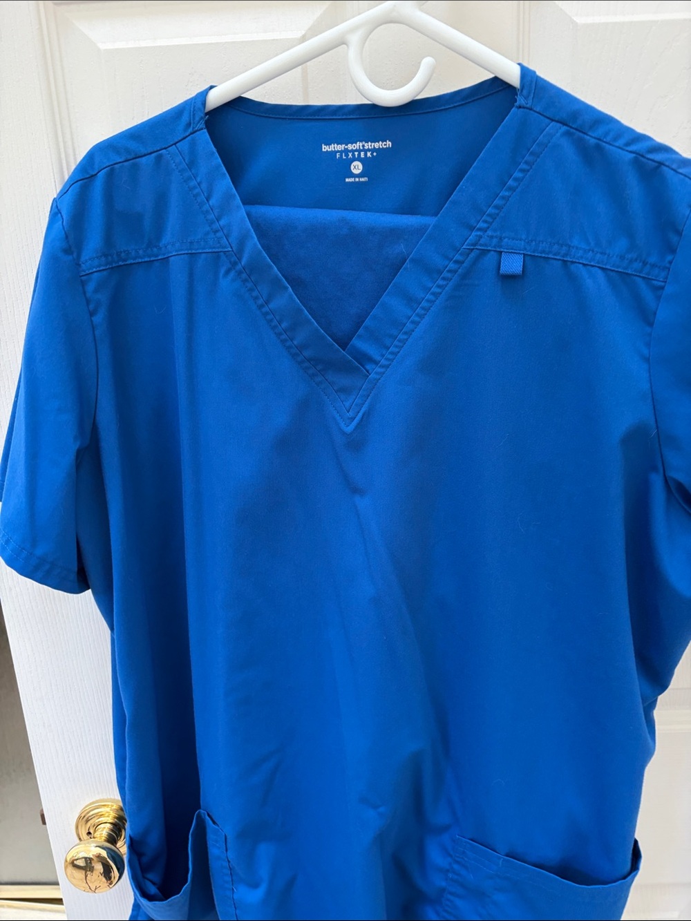 Blue Butter-Soft Stretch V-Neck Short Sleeve Top